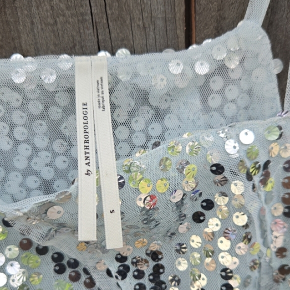 Anthropologie Silver Sequin Halter Top - Picture 2 of 4